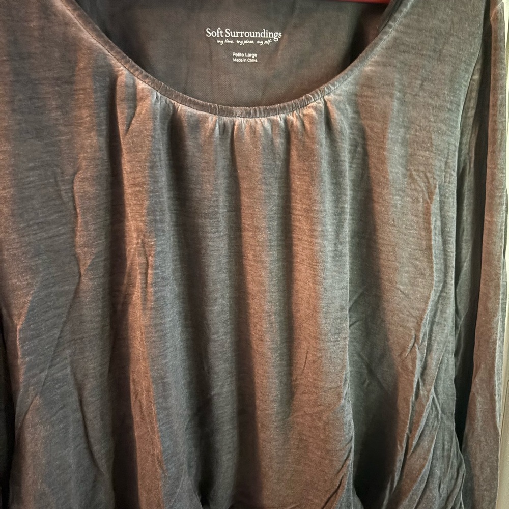 Soft Surroundings Gray Ruched Blouse - Picture 5 of 12
